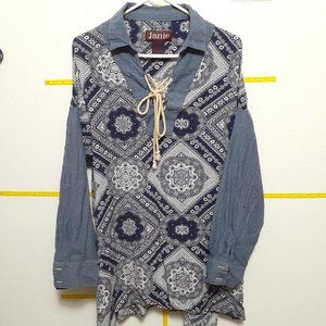 Womens Plus size blouse paisley popover top 2XL